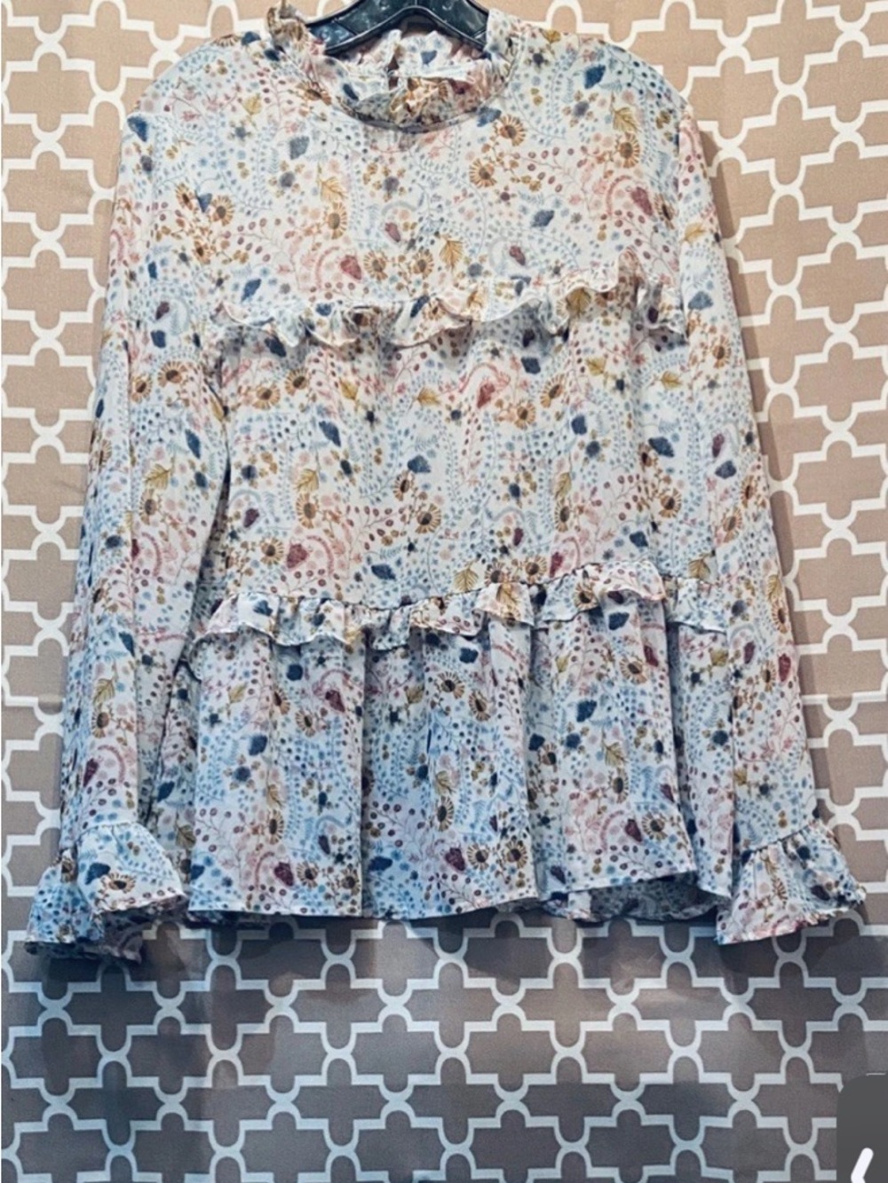 Sundance White Multi Floral Tiered Ruffle Skirt